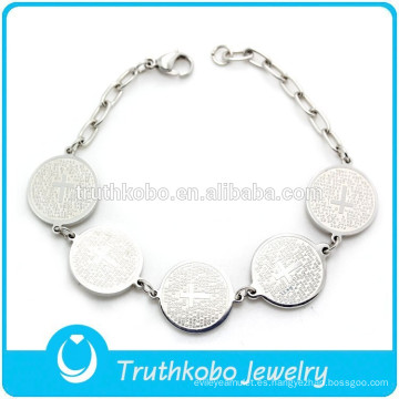 TKB-B0044 Silver Charm Bracelet Engrapeable Accesorio Cross Prayer Jewelry Hot Sale Bracelet 2015